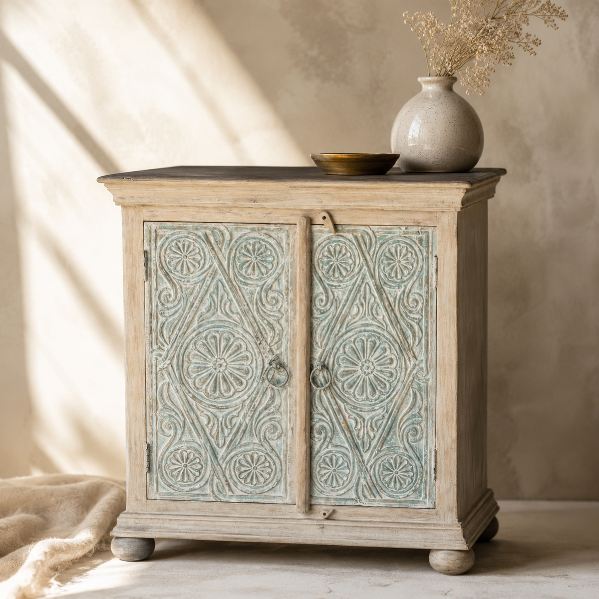 Eamon Carved Wooden Chest