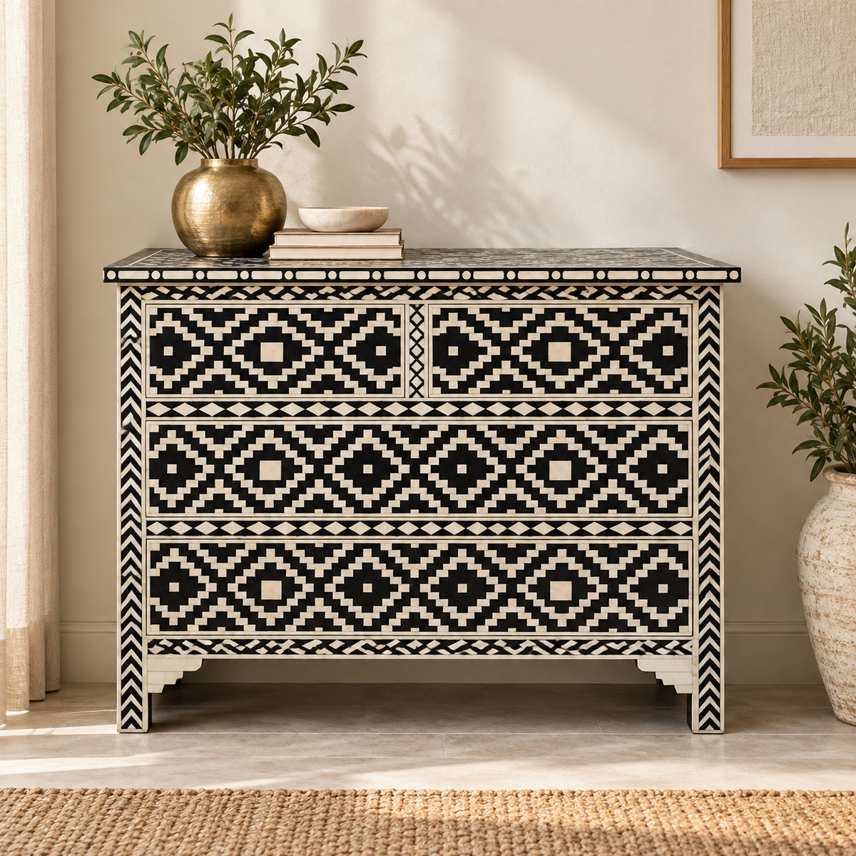 Reva Bone Inlay Chest of Drawer
