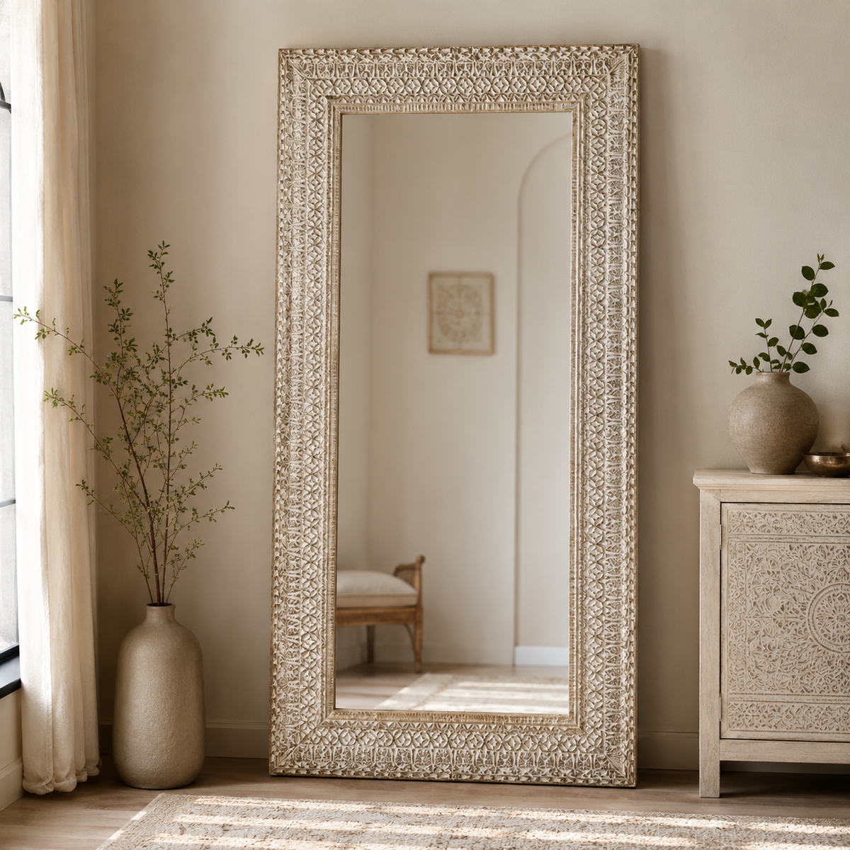 Steve Carved Wooden Mirror