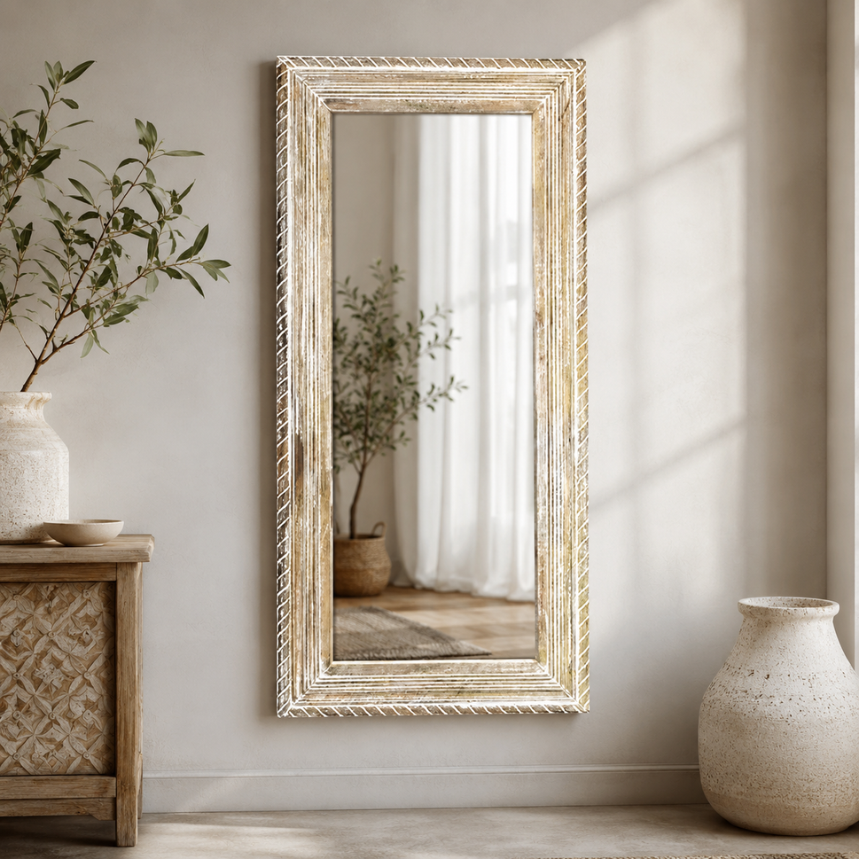 Matthew Hand Carved Wooden Mirror