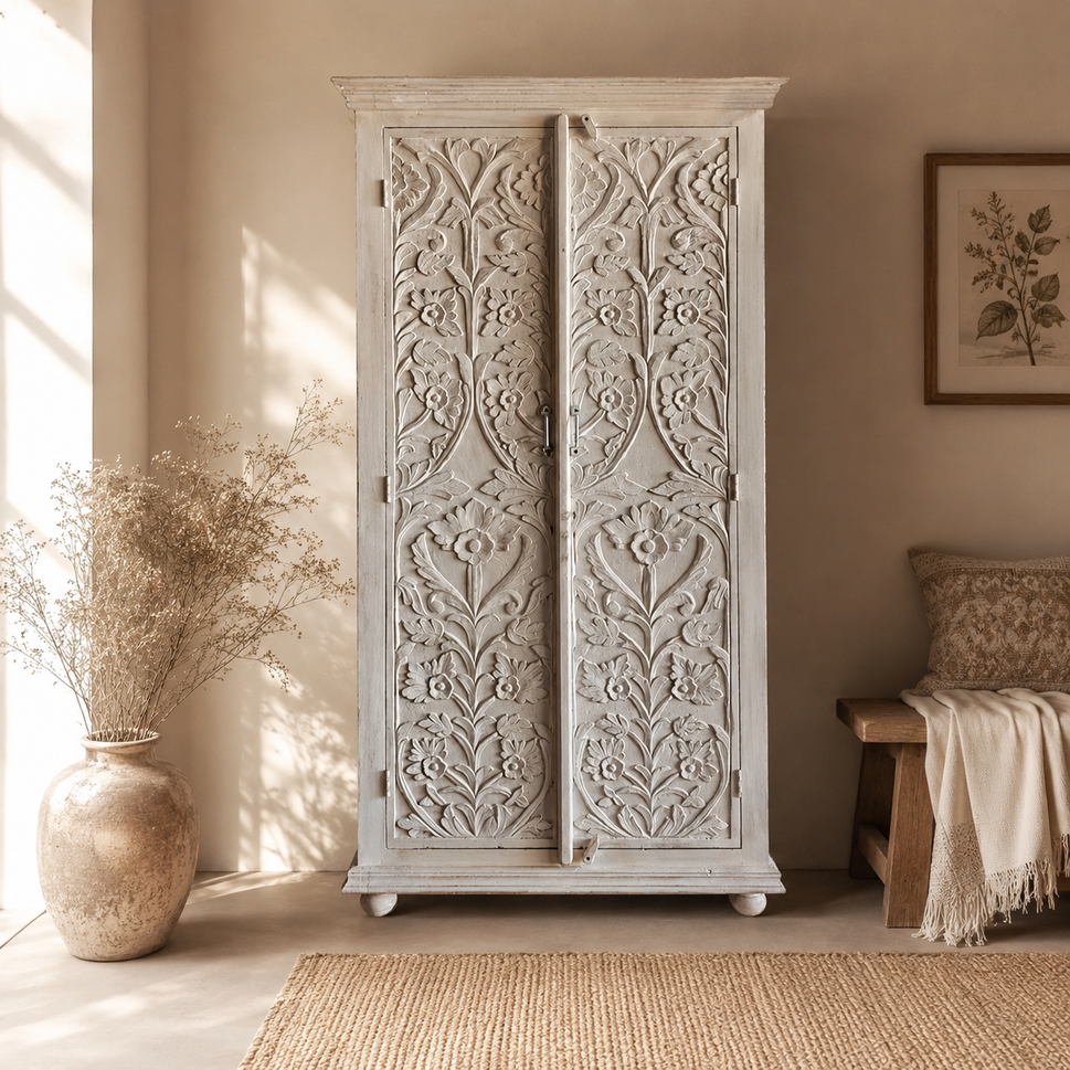 Rivia Hand Carved Almirah