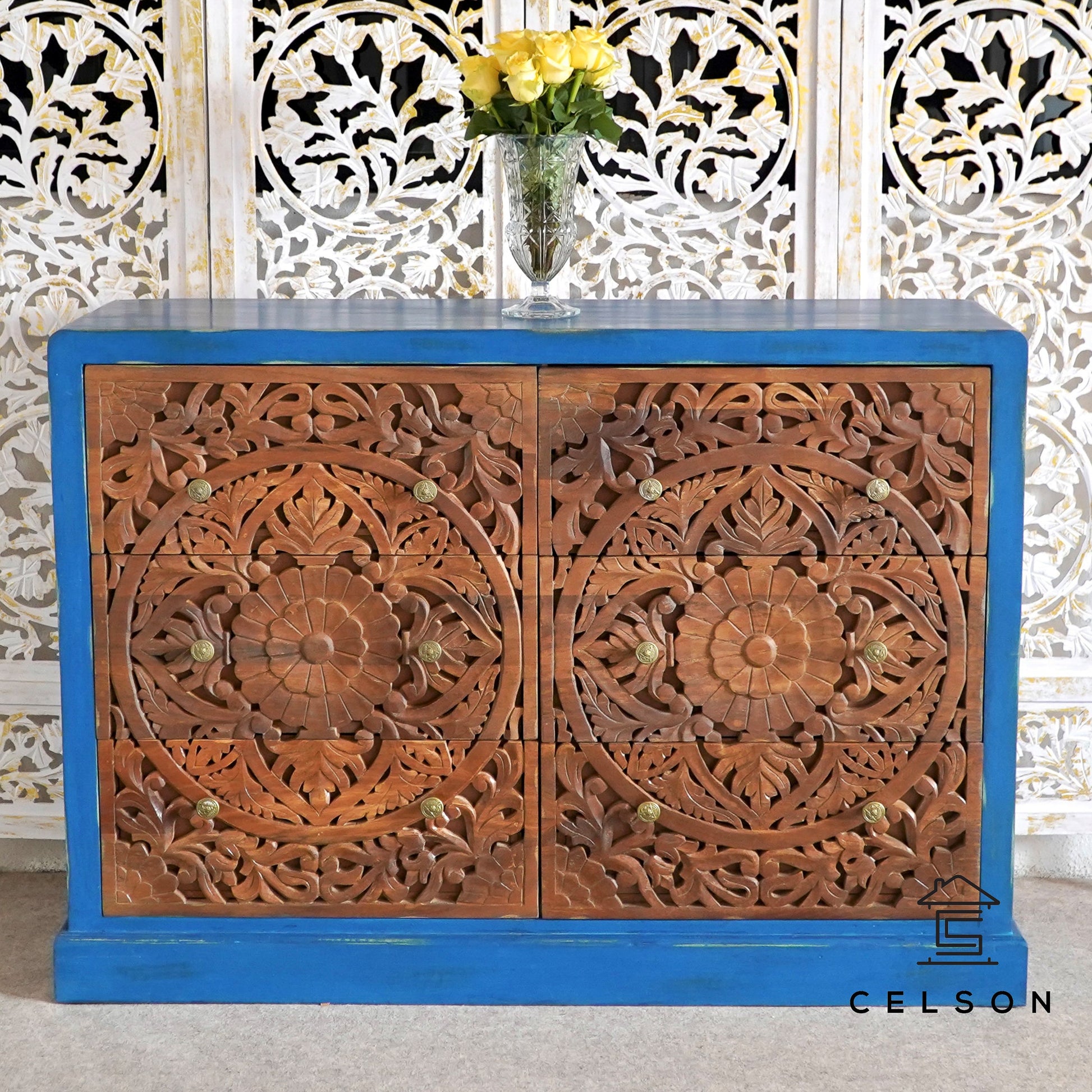 Jovan Hand Carved Indian Wood Dresser