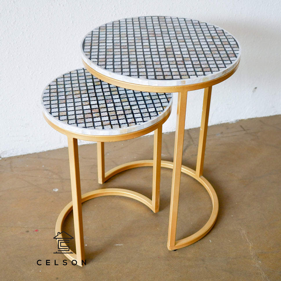 Jaya Mother of Pearl Inlay Nesting Table Set