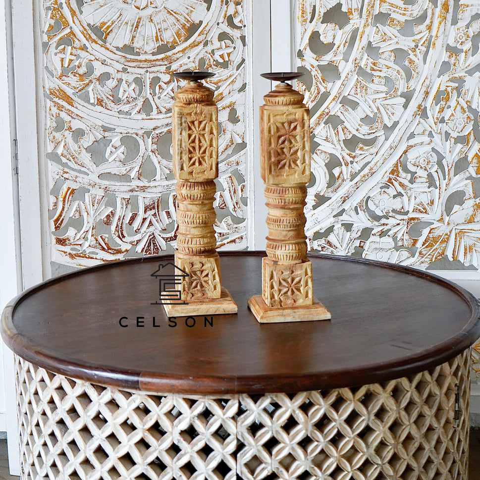 Radhika Rustic Wooden Candle Holder