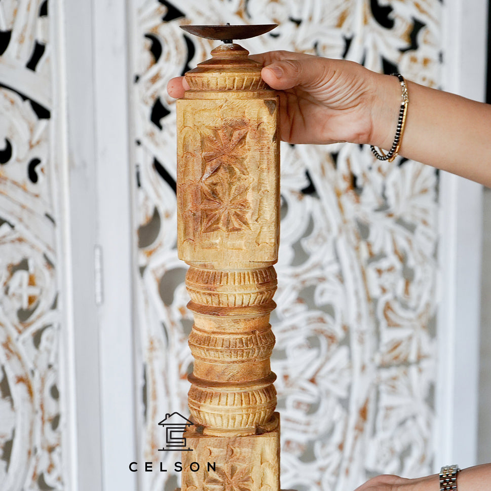 Radhika Rustic Wooden Candle Holder
