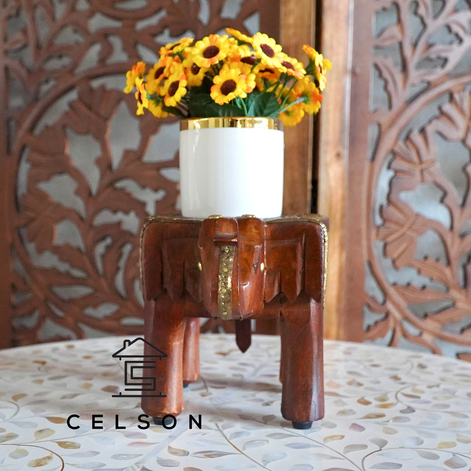 Nia Wooden Hand Carved Stool