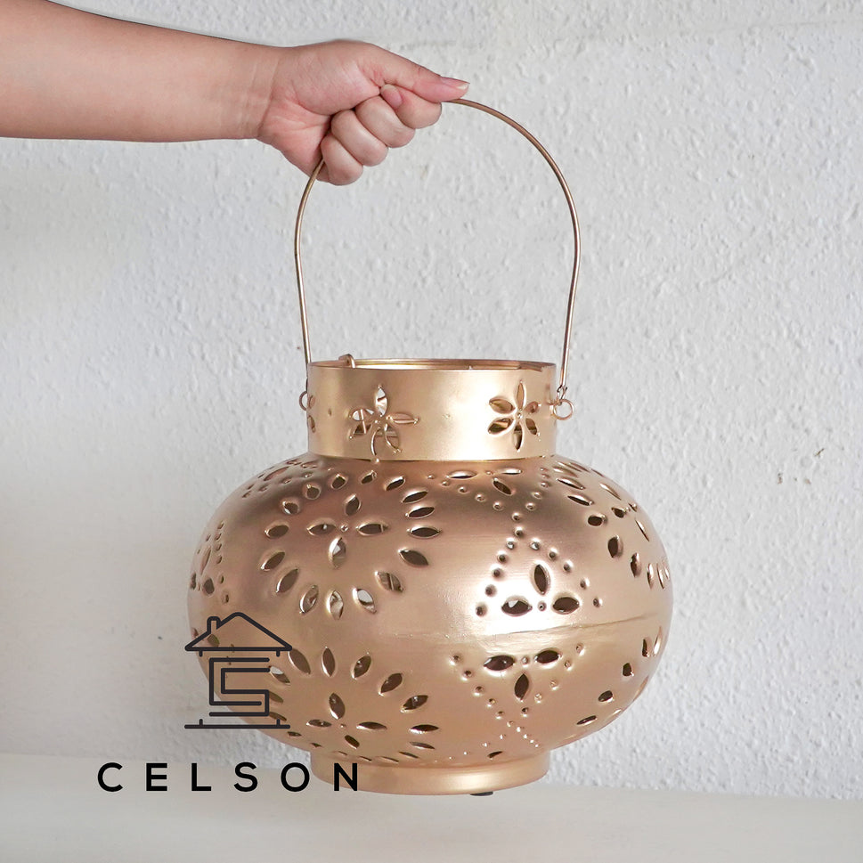 Sima Antique Brass Finish Lantern Set of 2