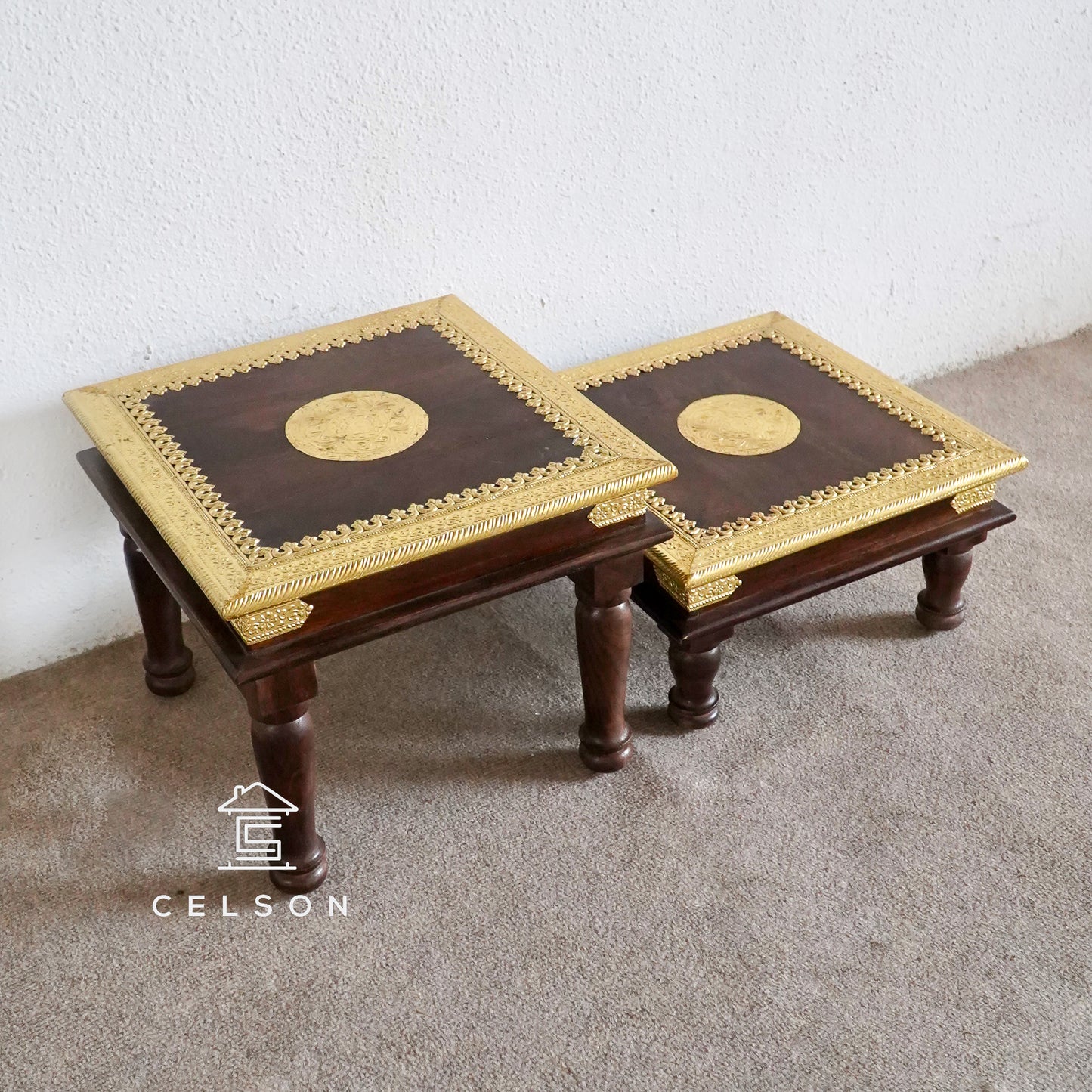 Sandhya Brass Fitted Wooden Chowki