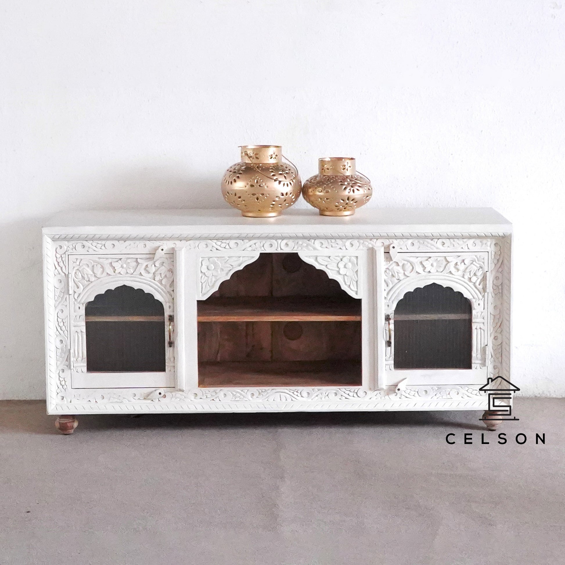 Sima Antique Brass Finish Lantern Set of 2