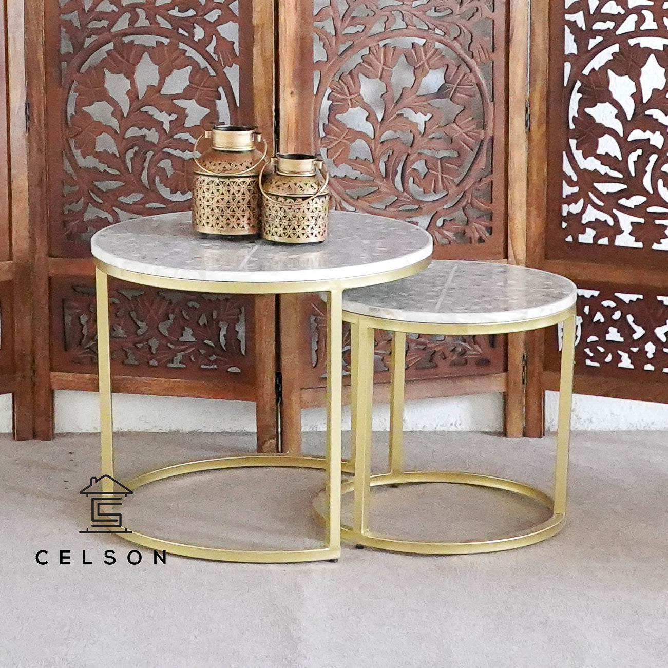 Emma Mother of Pearl Inlay Nesting Coffee Table