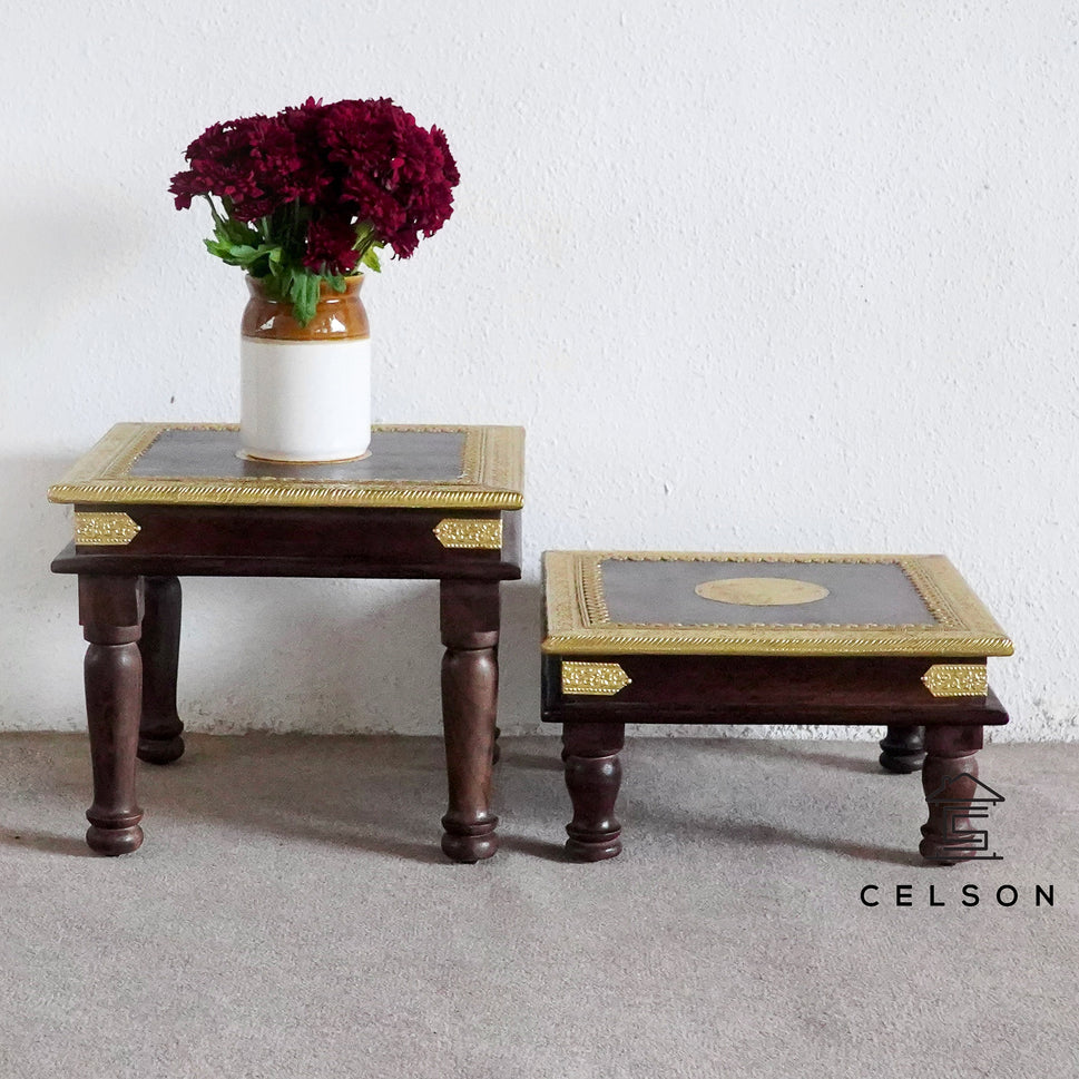 Sandhya Brass Fitted Wooden Chowki