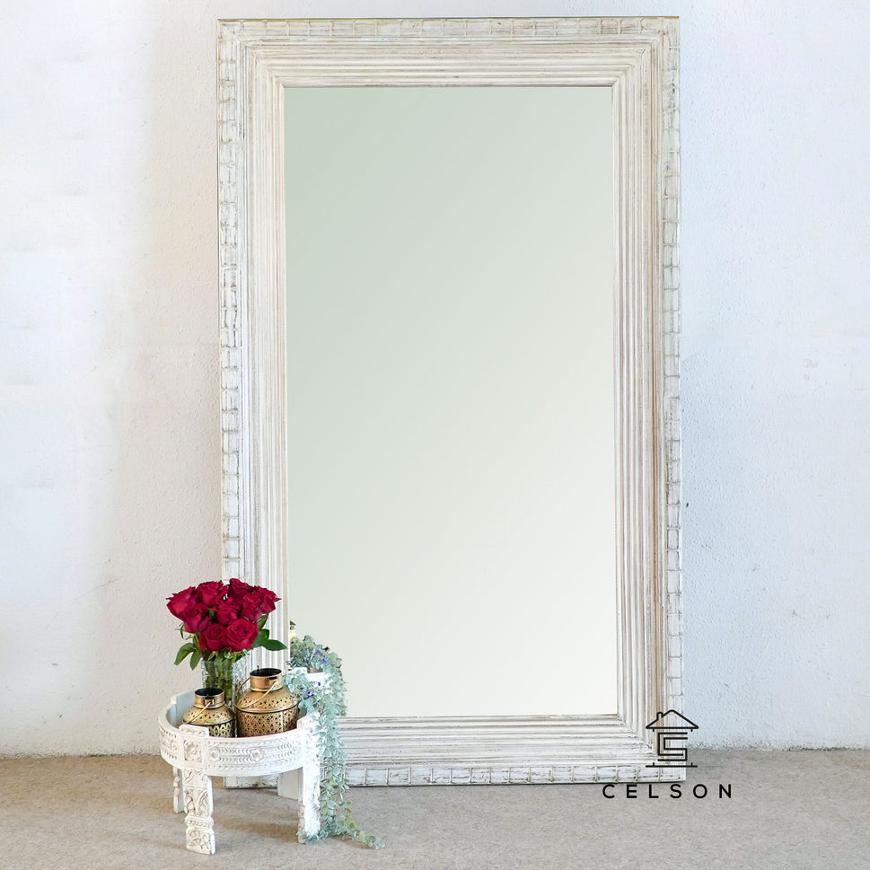 Jay Solid Indian Wood Carved Mirror
