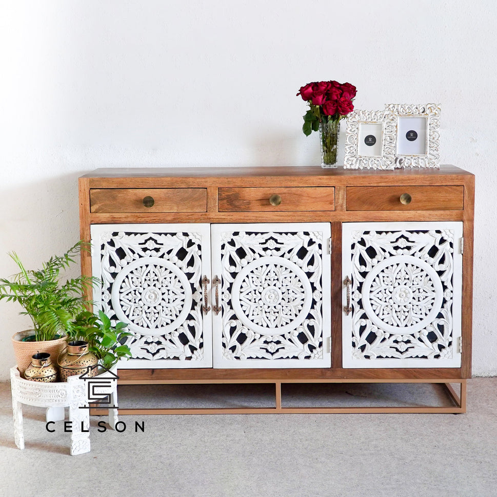 Budd Carved Wooden Sideboard