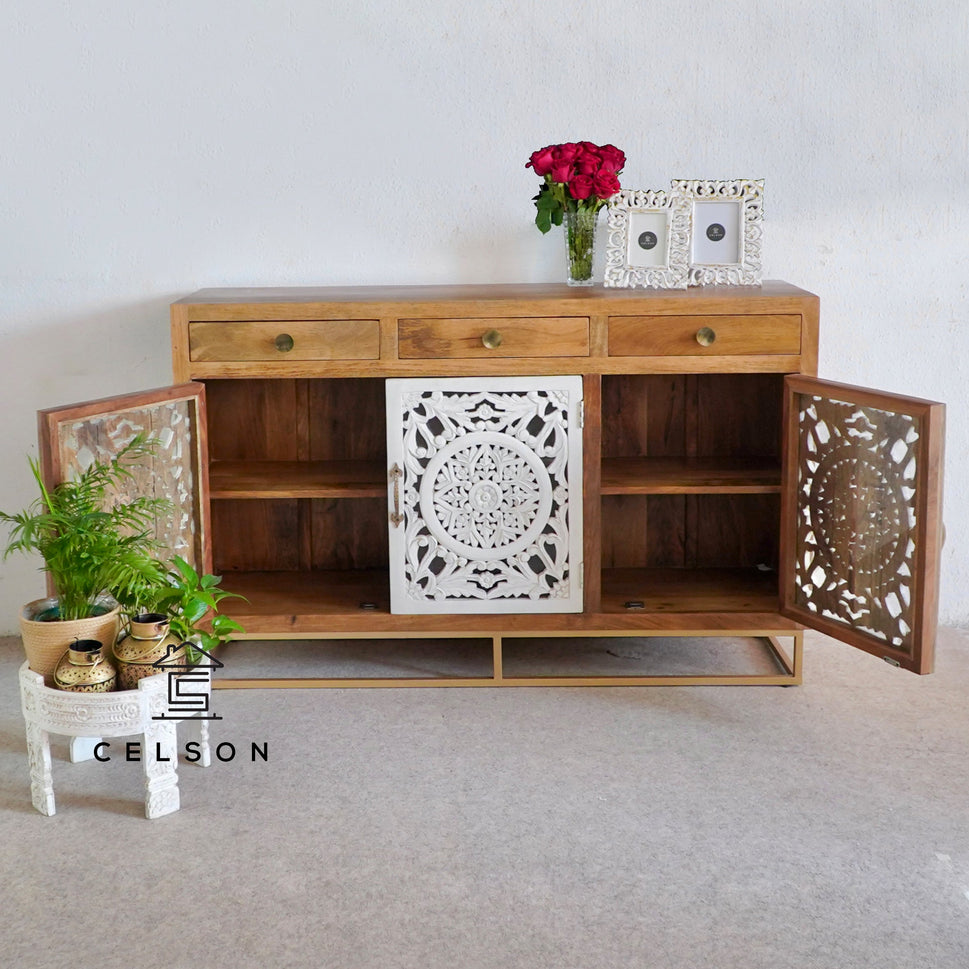 Budd Carved Wooden Sideboard