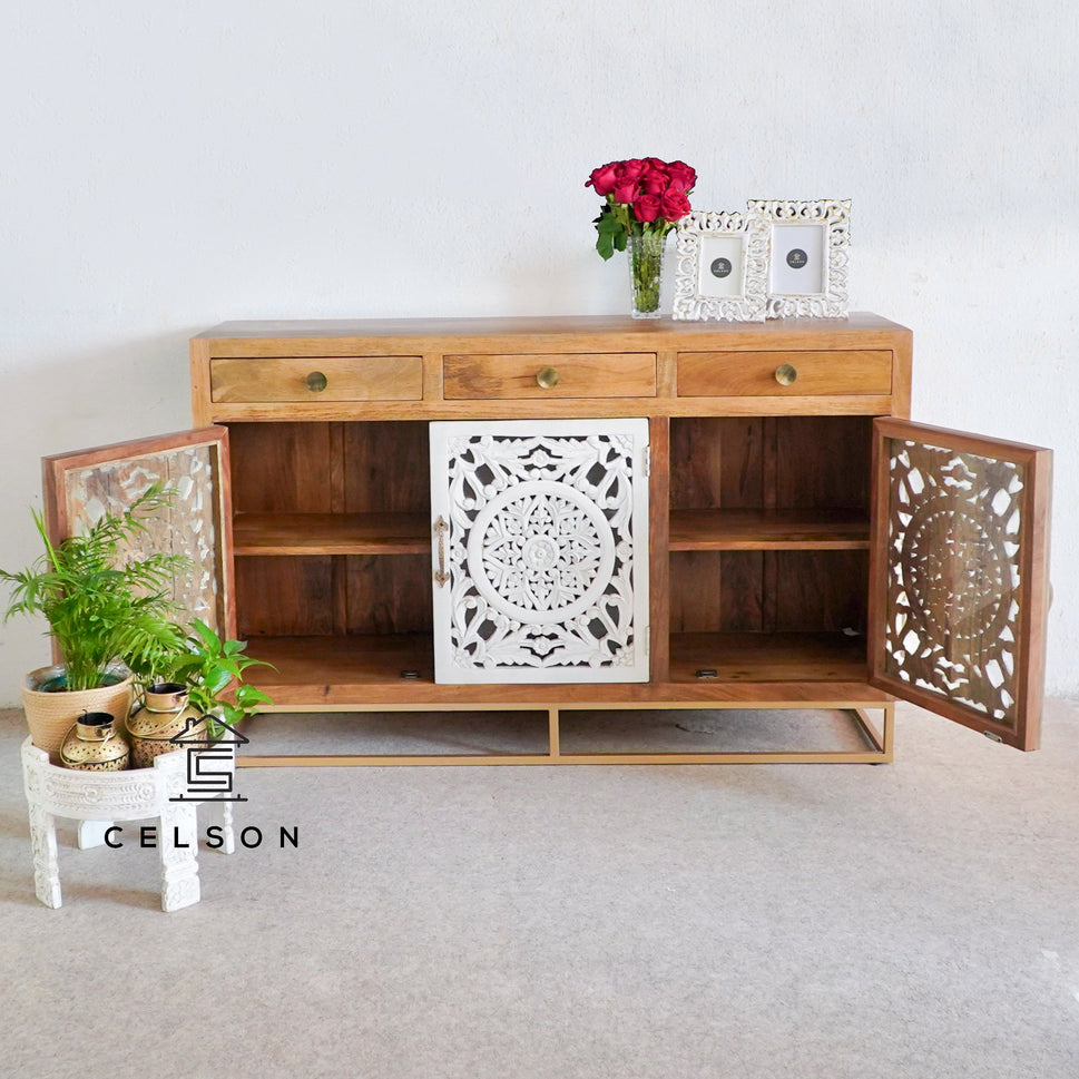 Budd Carved Wooden Sideboard