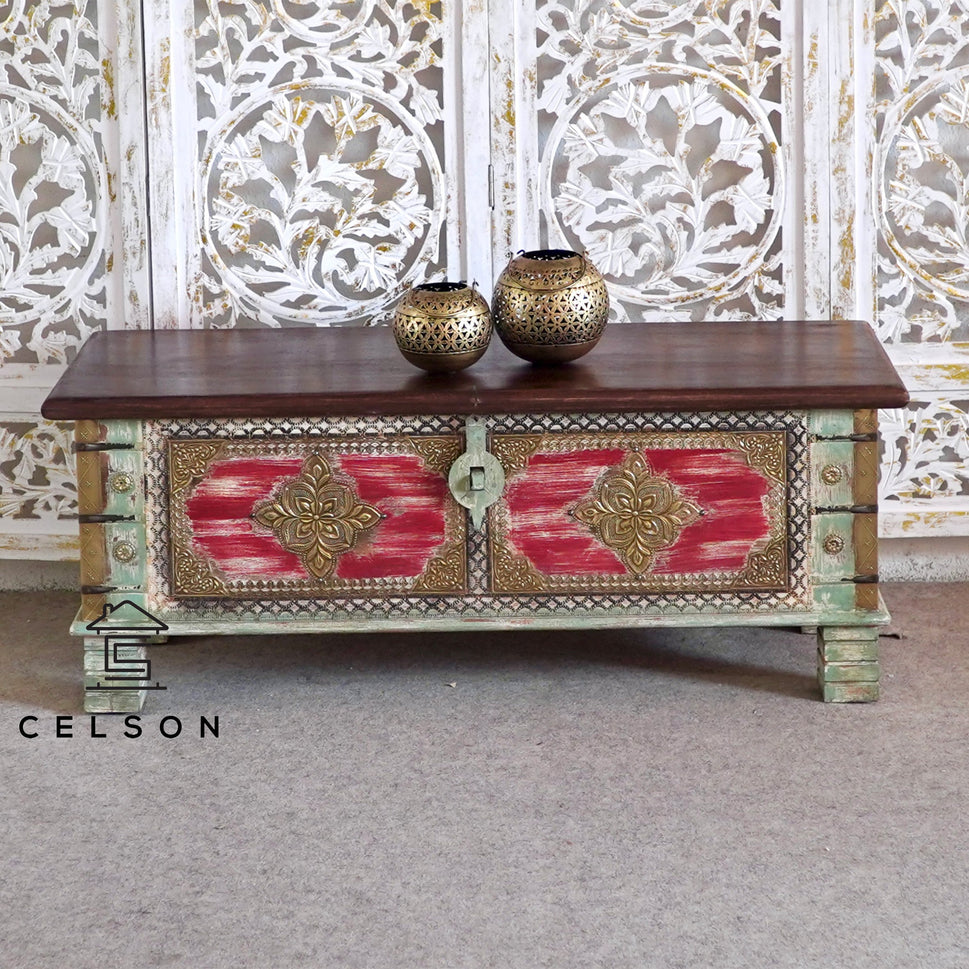 Kate  Vintage Style Brass Fitted Wooden Trunk