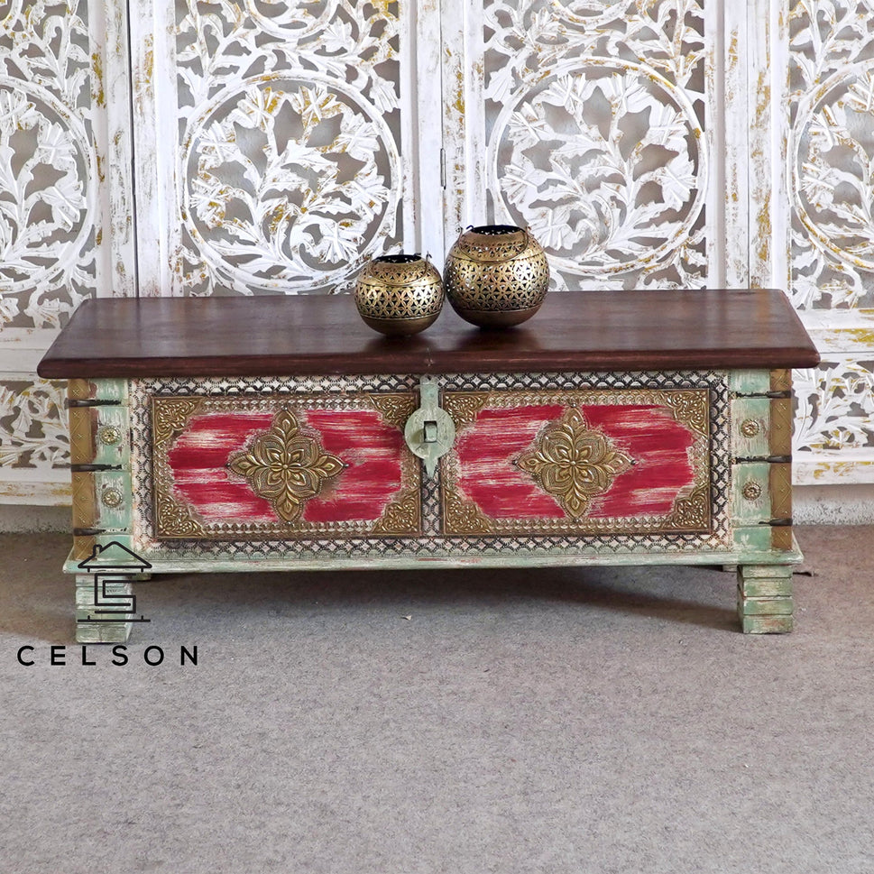 Kate  Vintage Style Brass Fitted Wooden Trunk