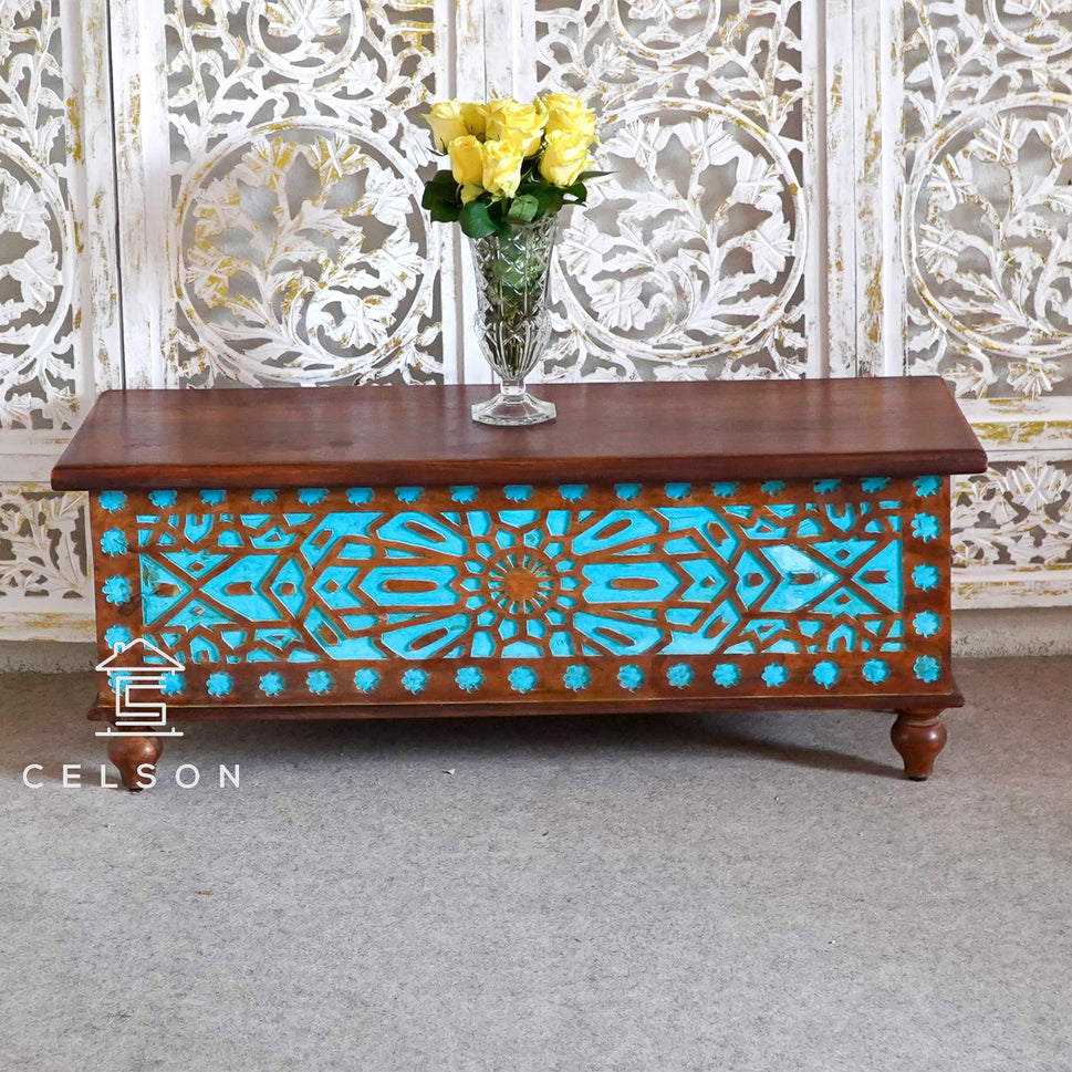 Jack Carved Wooden Storage Trunk