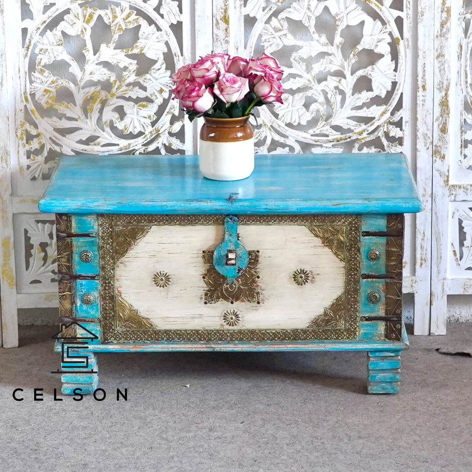 Lisa Vintage Style Brass Fitted Wooden Trunk
