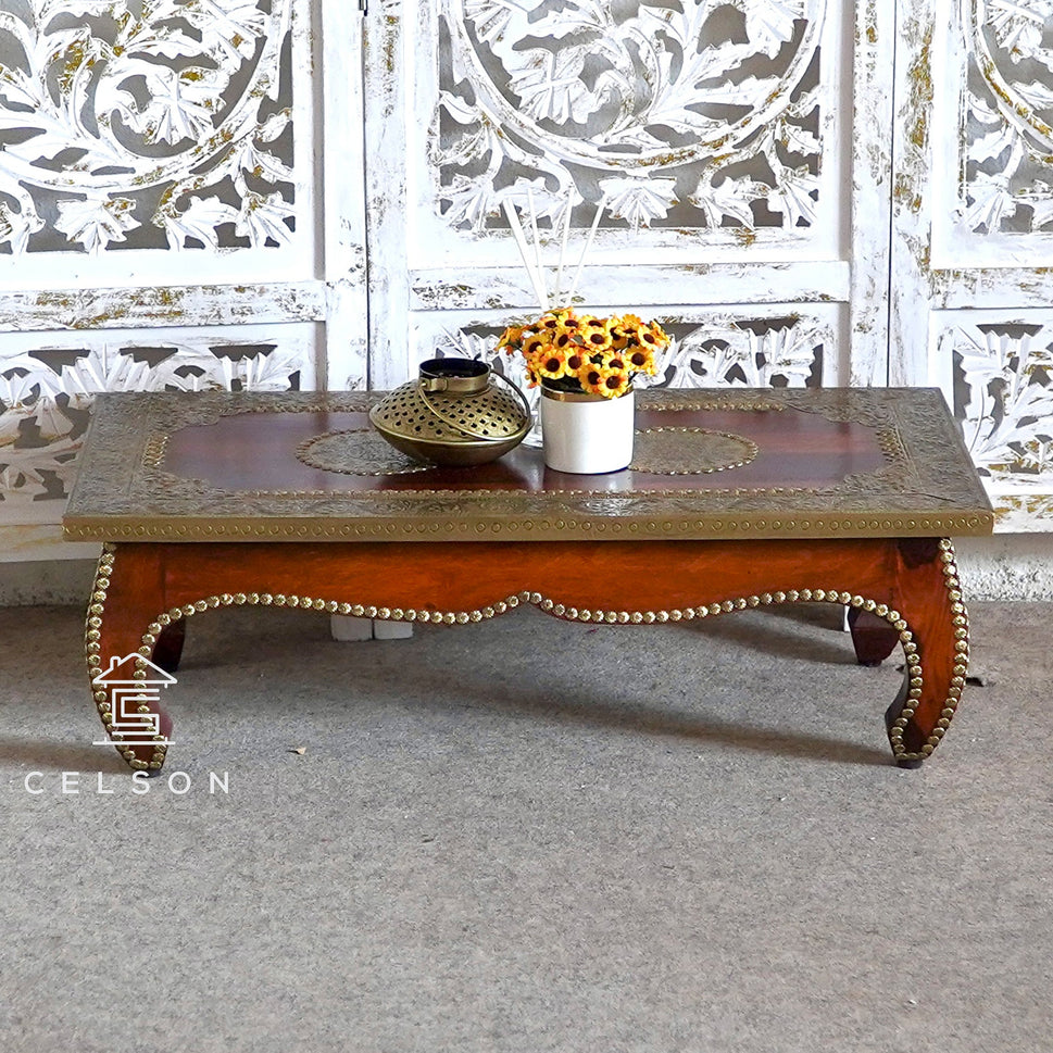 Birdie Carved Wooden Coffee Table