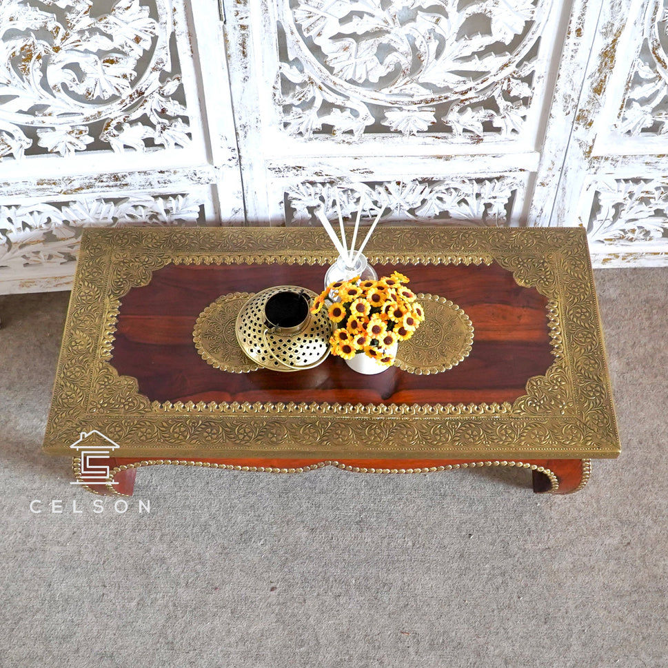 Birdie Carved Wooden Coffee Table