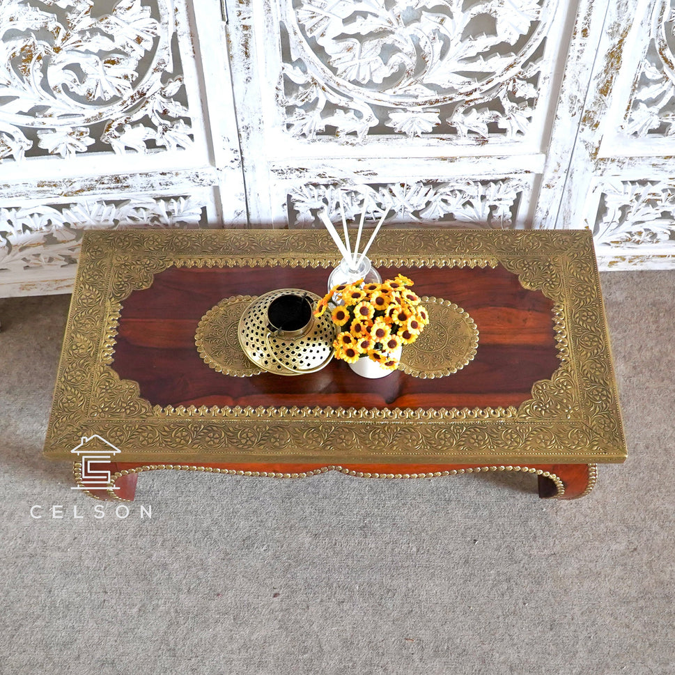Birdie Carved Wooden Coffee Table