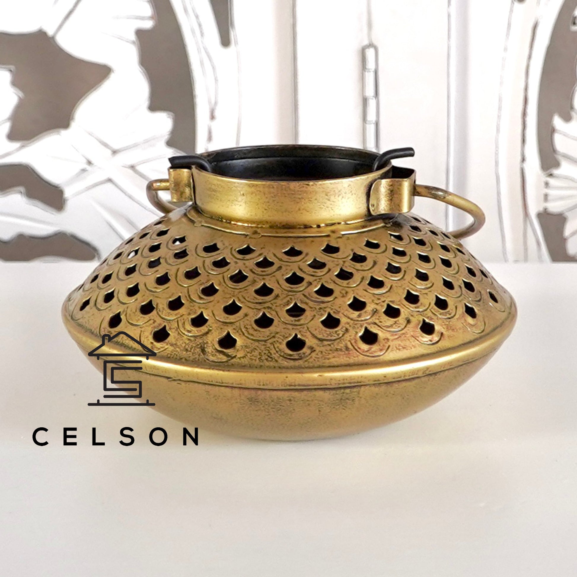 Fish  Antique Brass Lantern