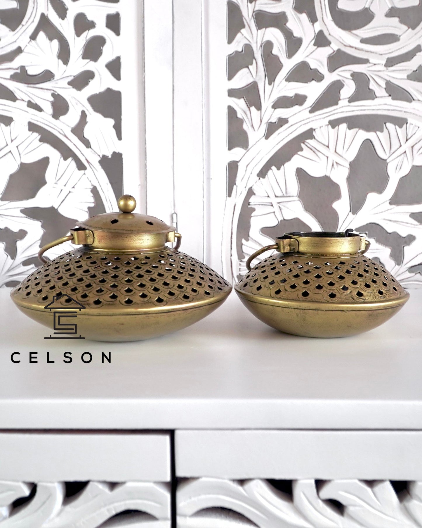 Fish  Antique Brass Lantern
