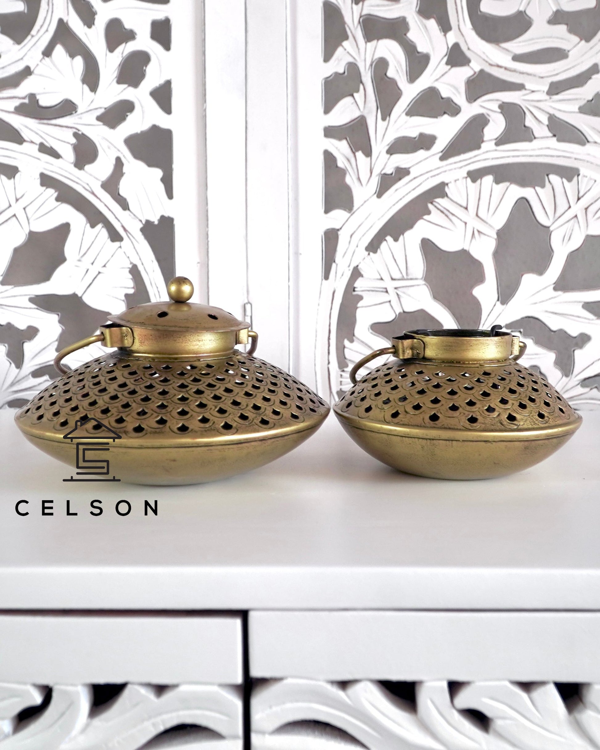 Fish  Antique Brass Lantern