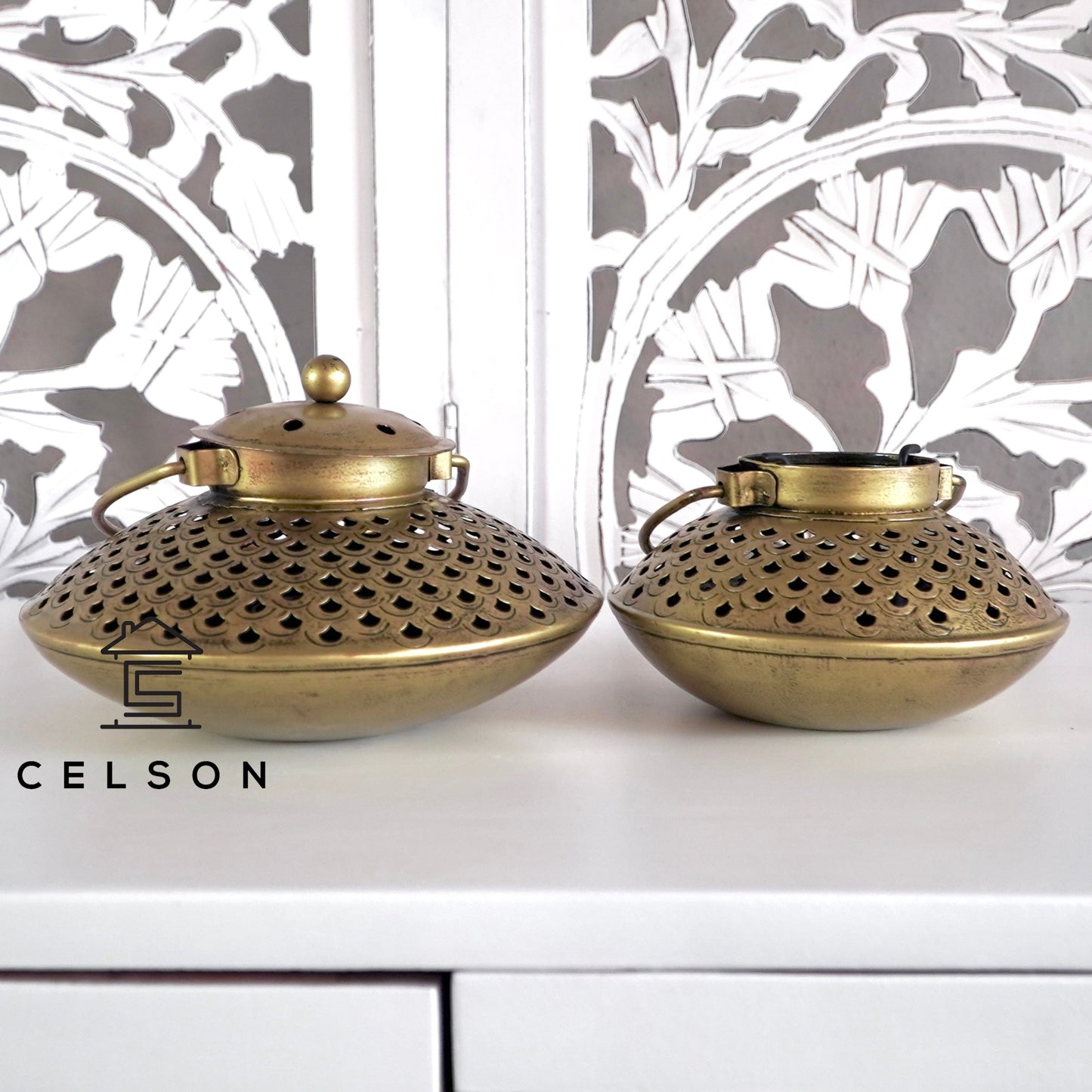 Fish  Antique Brass Lantern
