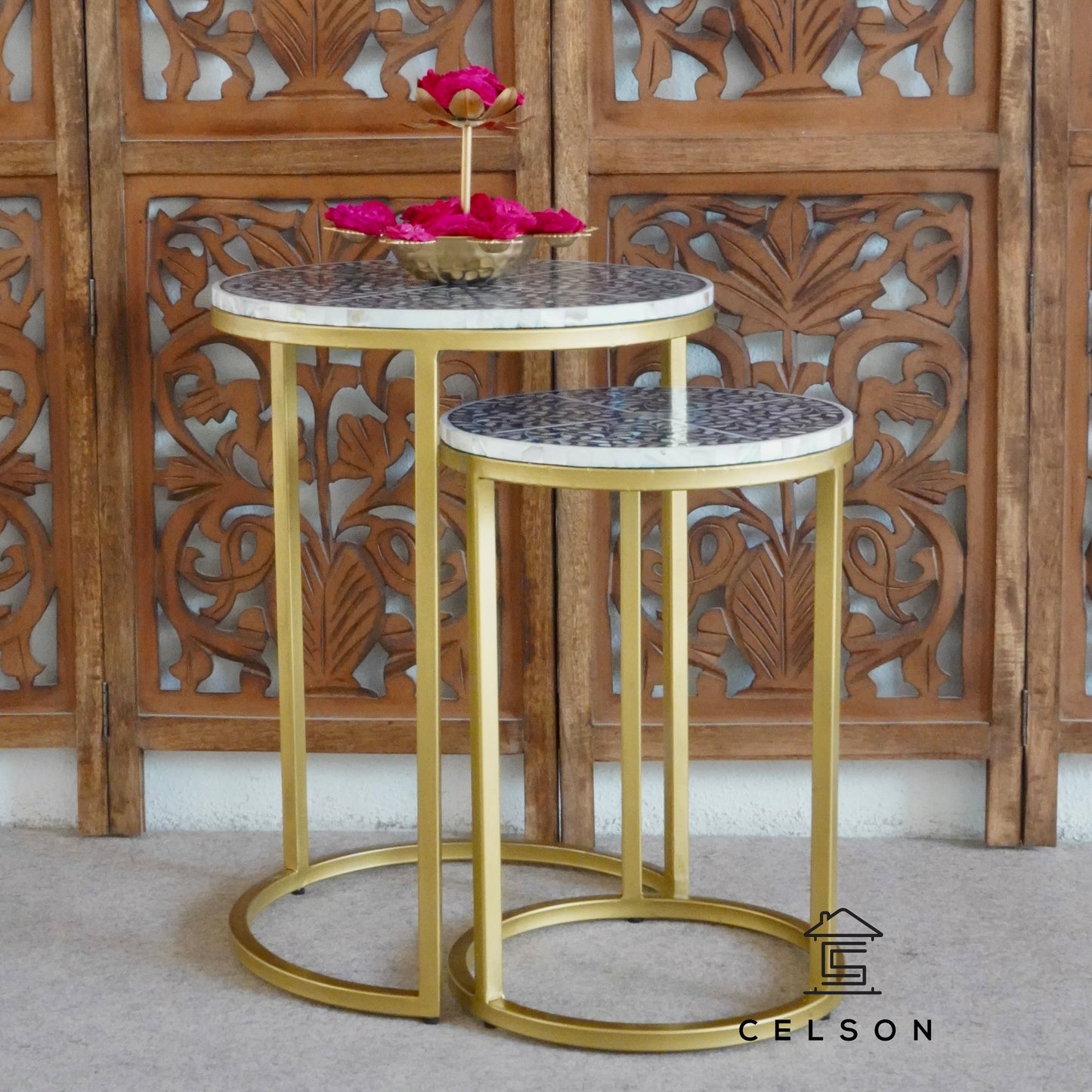 Kelvin Mother of Pearl Inlay Nesting Table Set