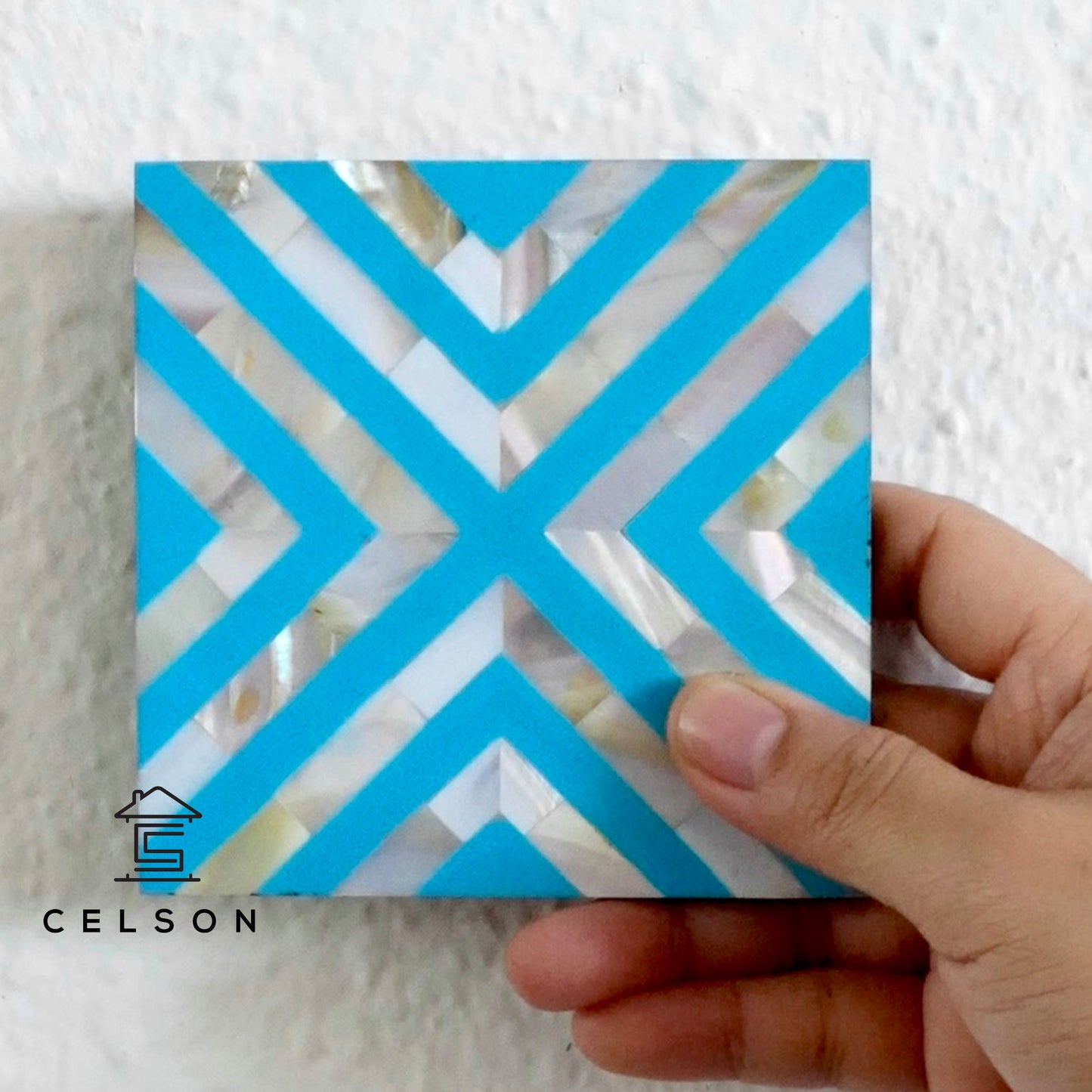 Chevron Pattern Mother of Pearl Inlay Coaster