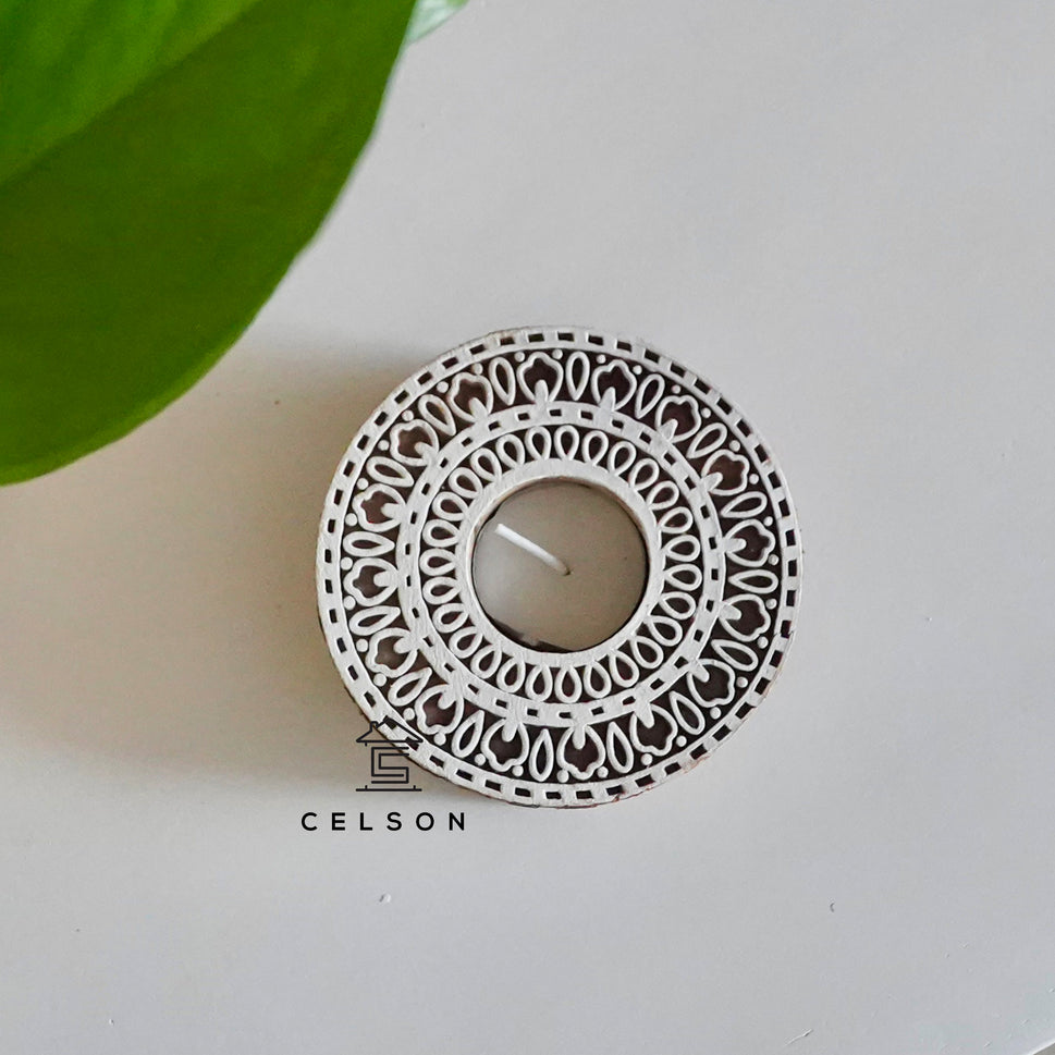 Elorra Hand Carved Wooden T Light Holder