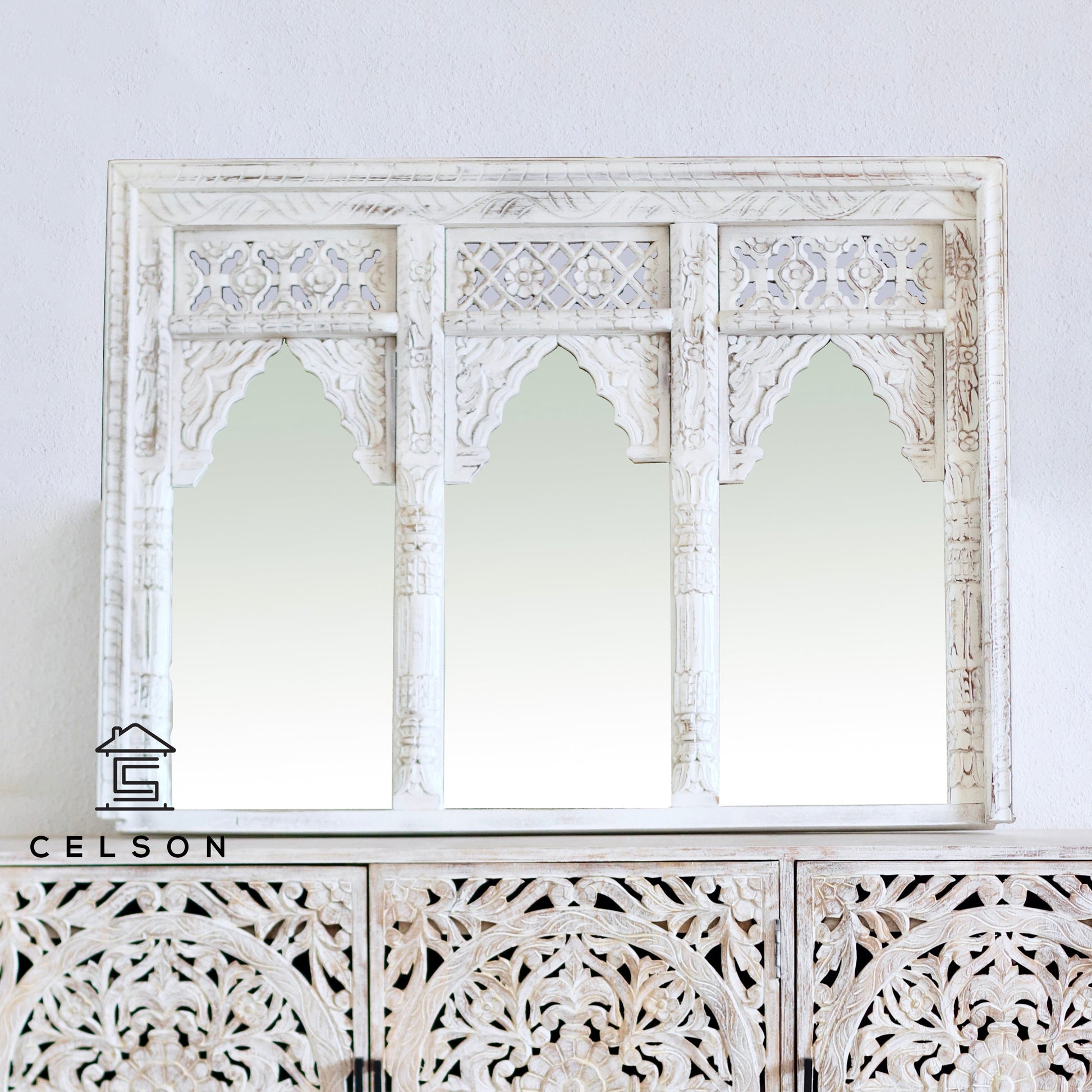 Joyce Carved Wooden  Mirror