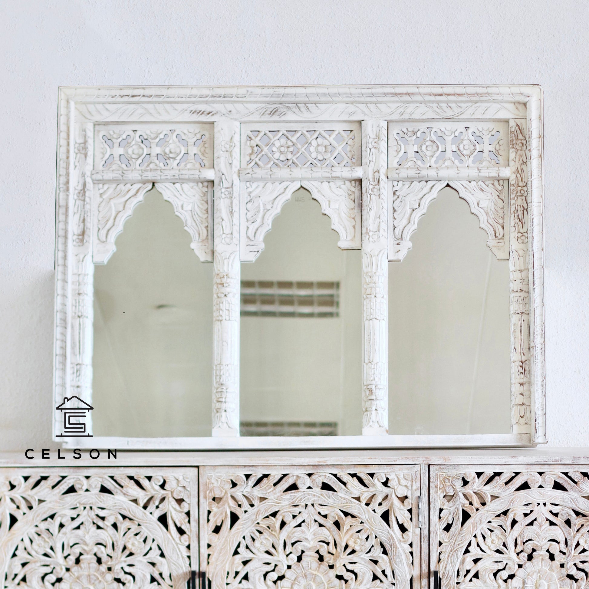 Joyce Carved Wooden  Mirror