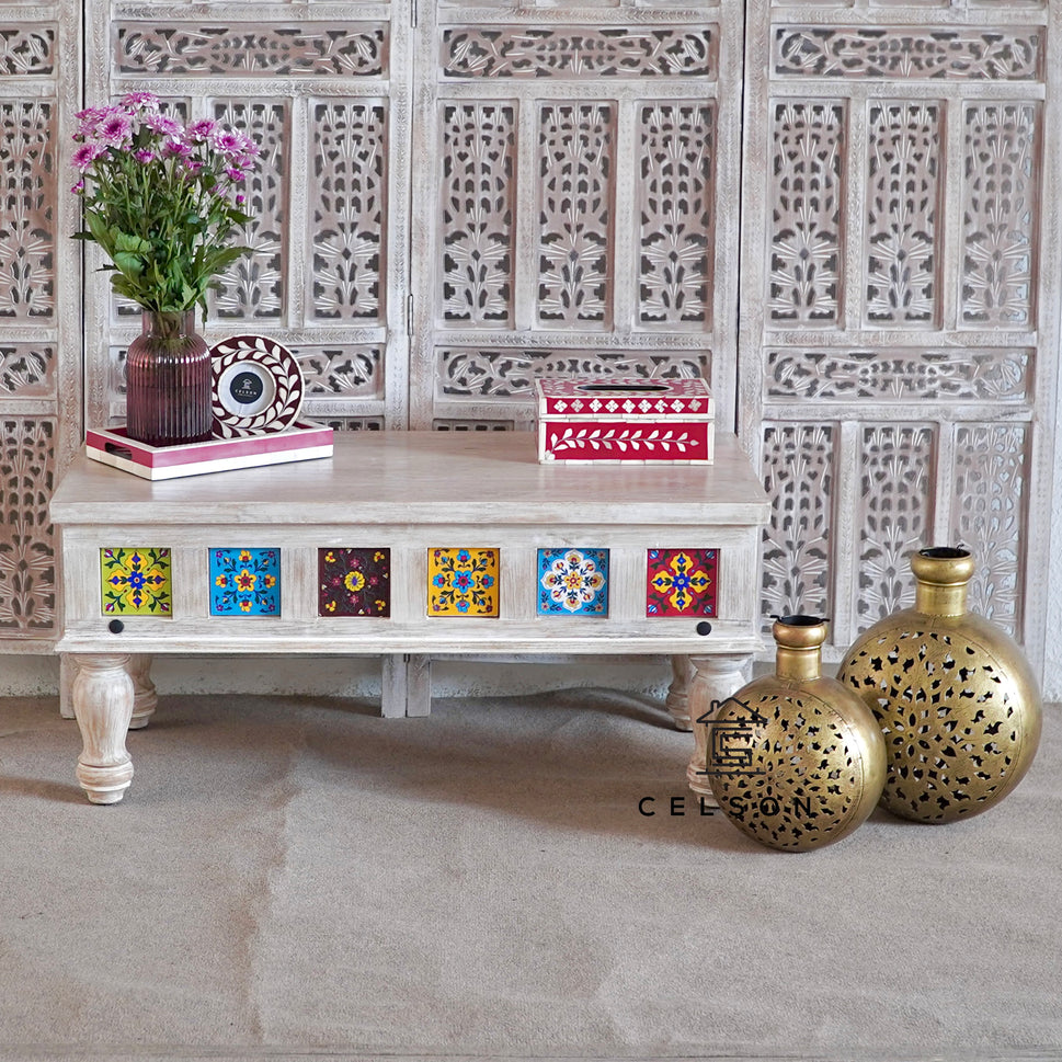 Willy Carved Tile Coffee Table