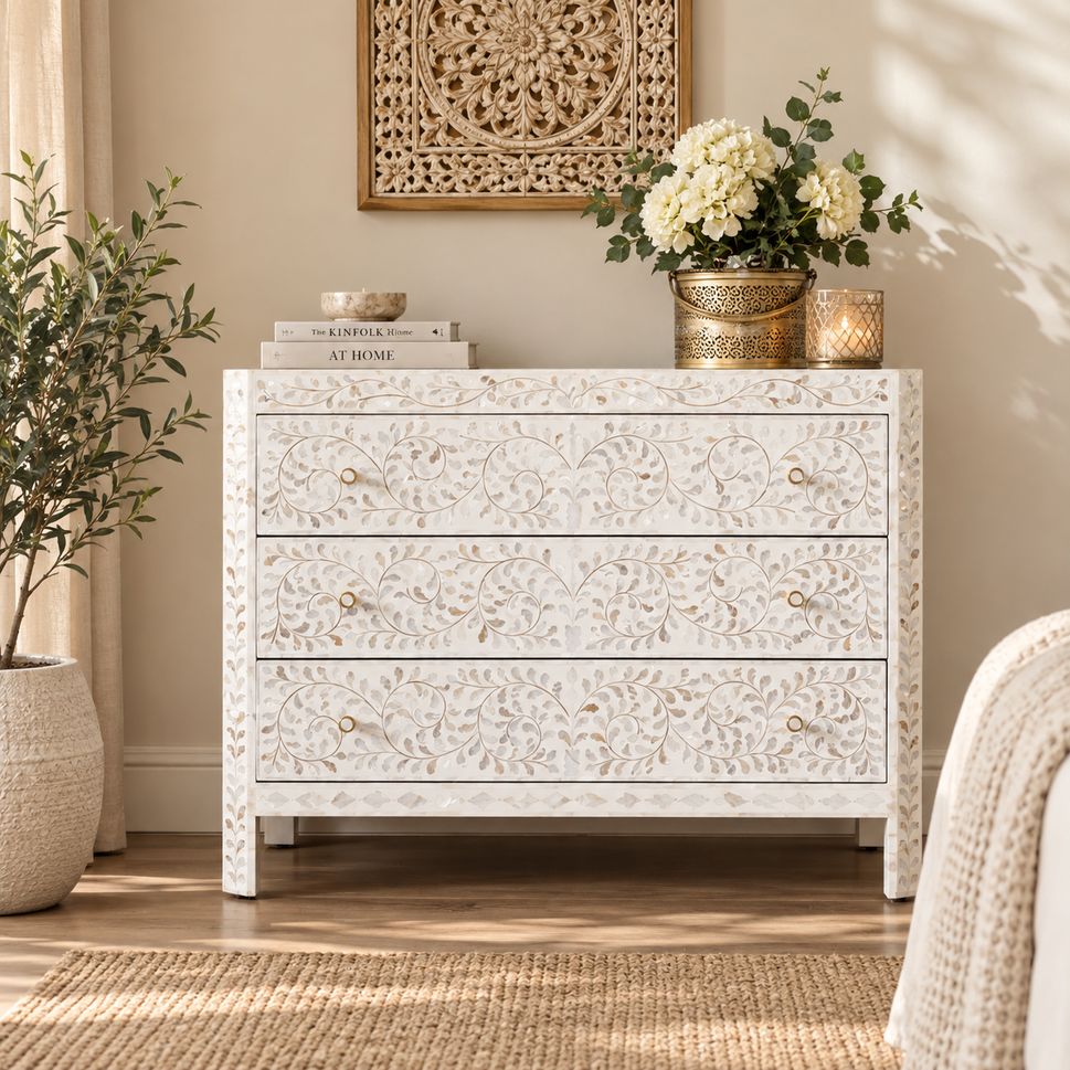 Beenu Mother of Pearl Inlay Chest of Drawer