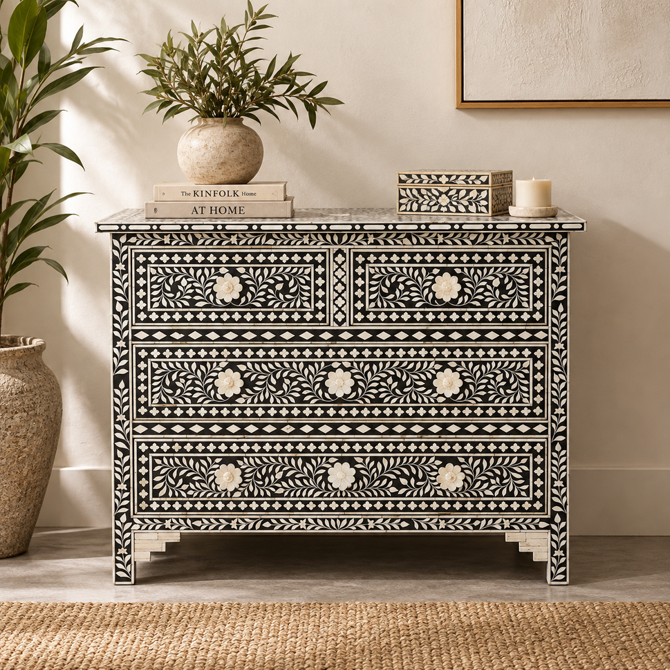 Magdalene Bone Inlay Chest of Drawer