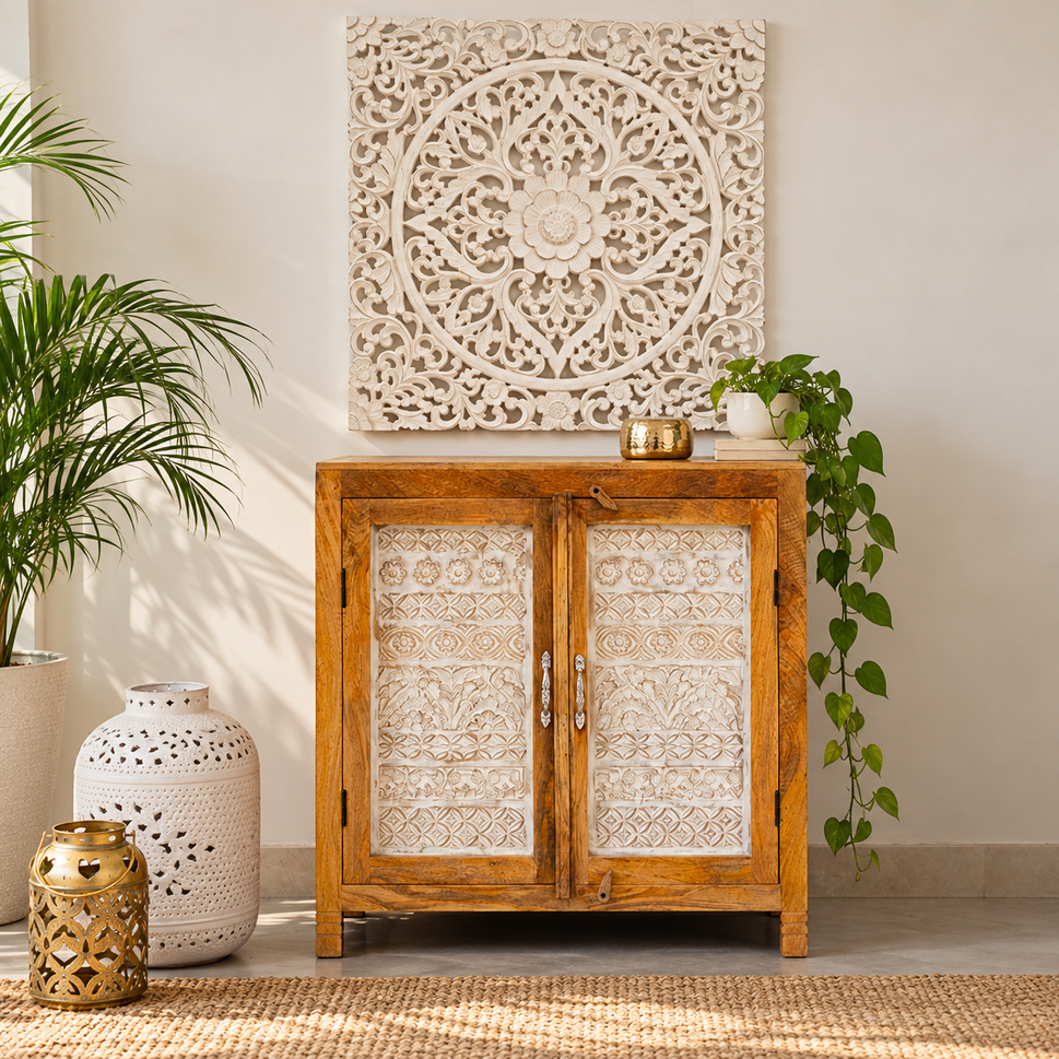 Alma Carved Wooden Cabinet