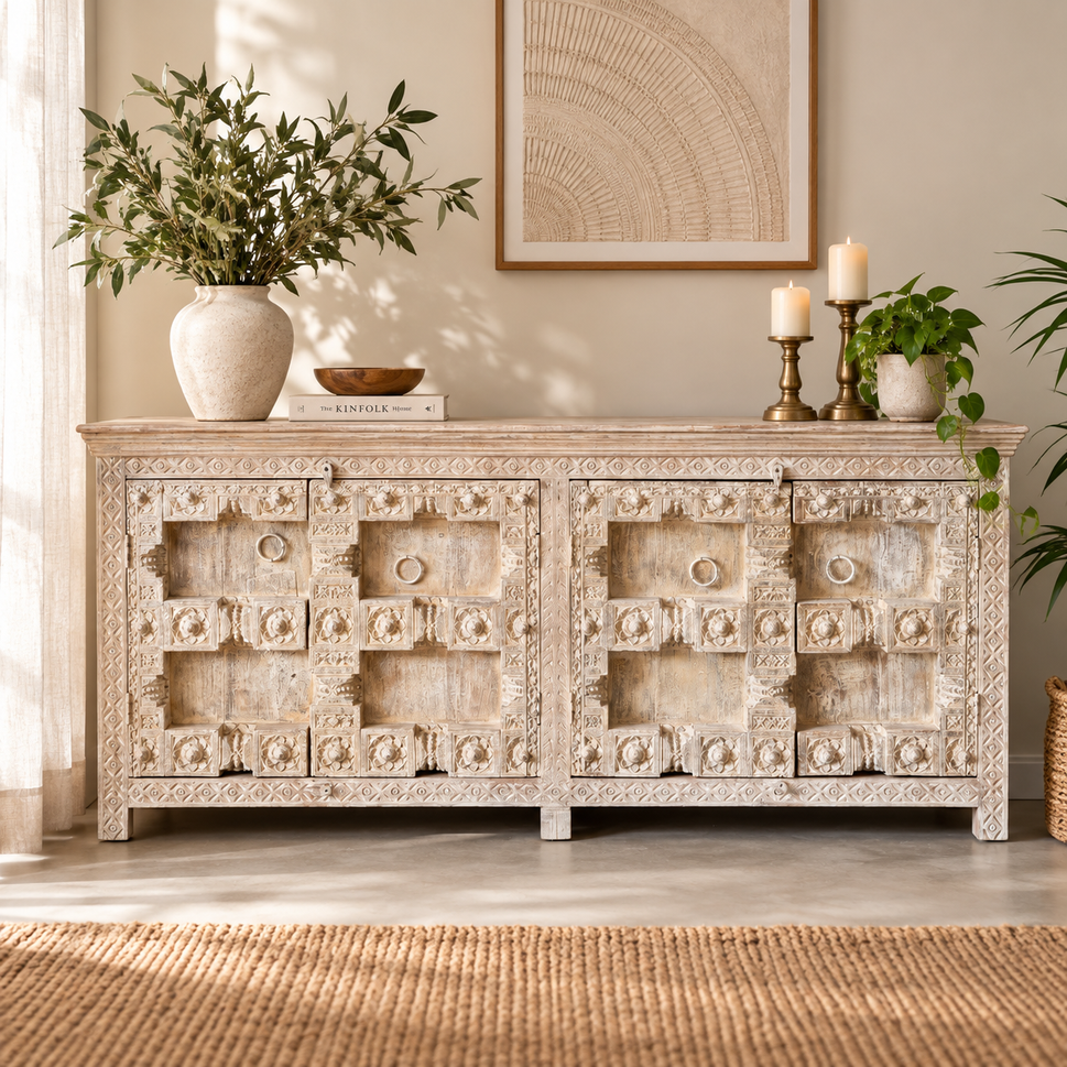Daniel Hand Carved Wooden Sideboard