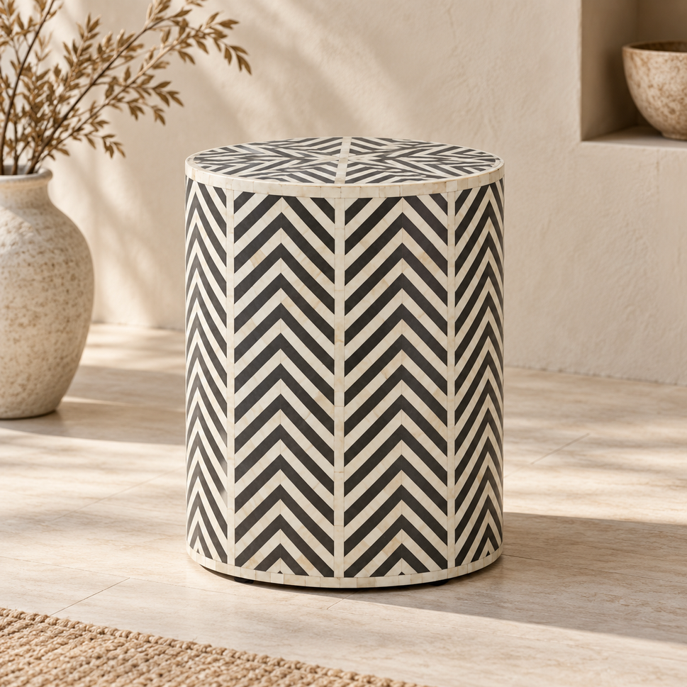 Kit Bone Inlay Stool