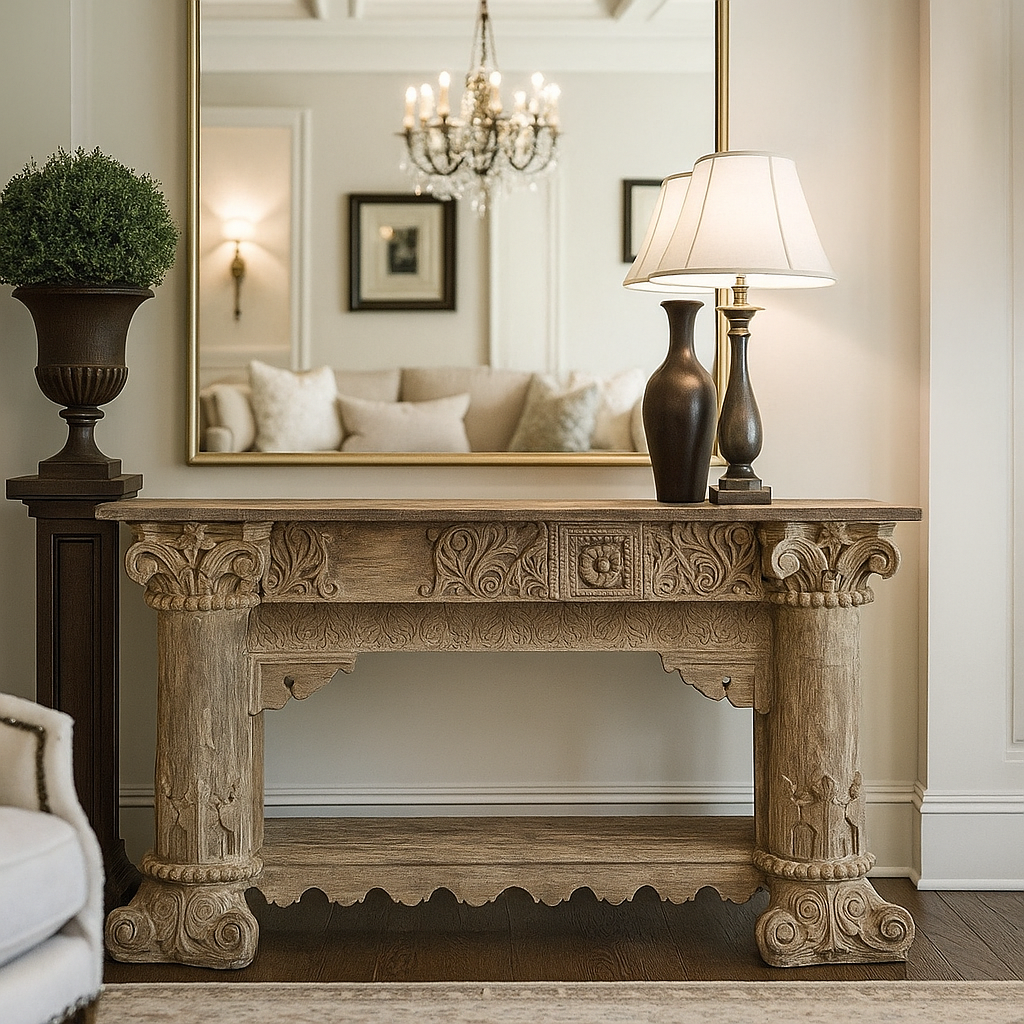 Parth Hand Carved Wooden Console Table