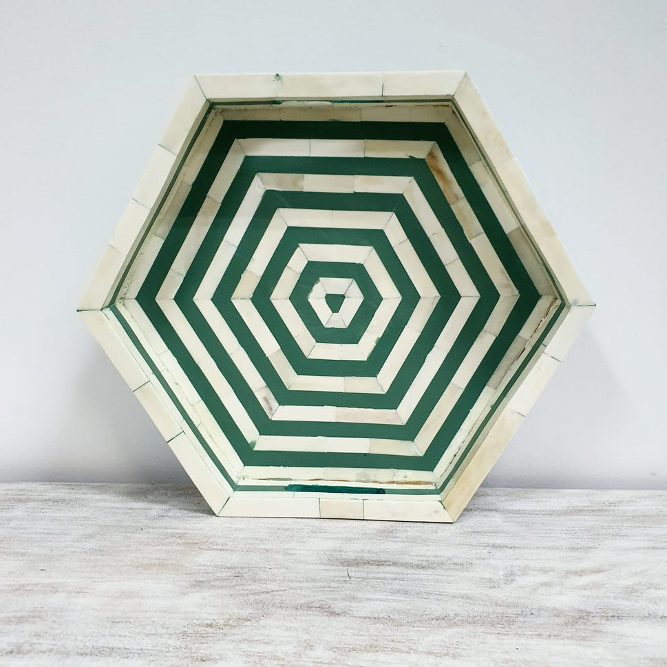Tissaia Hexagonal Bone Inlay Tray