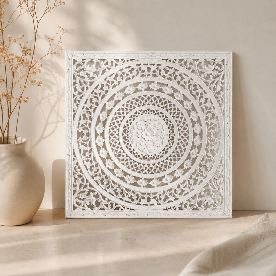 Liza Carved Wall Panel White