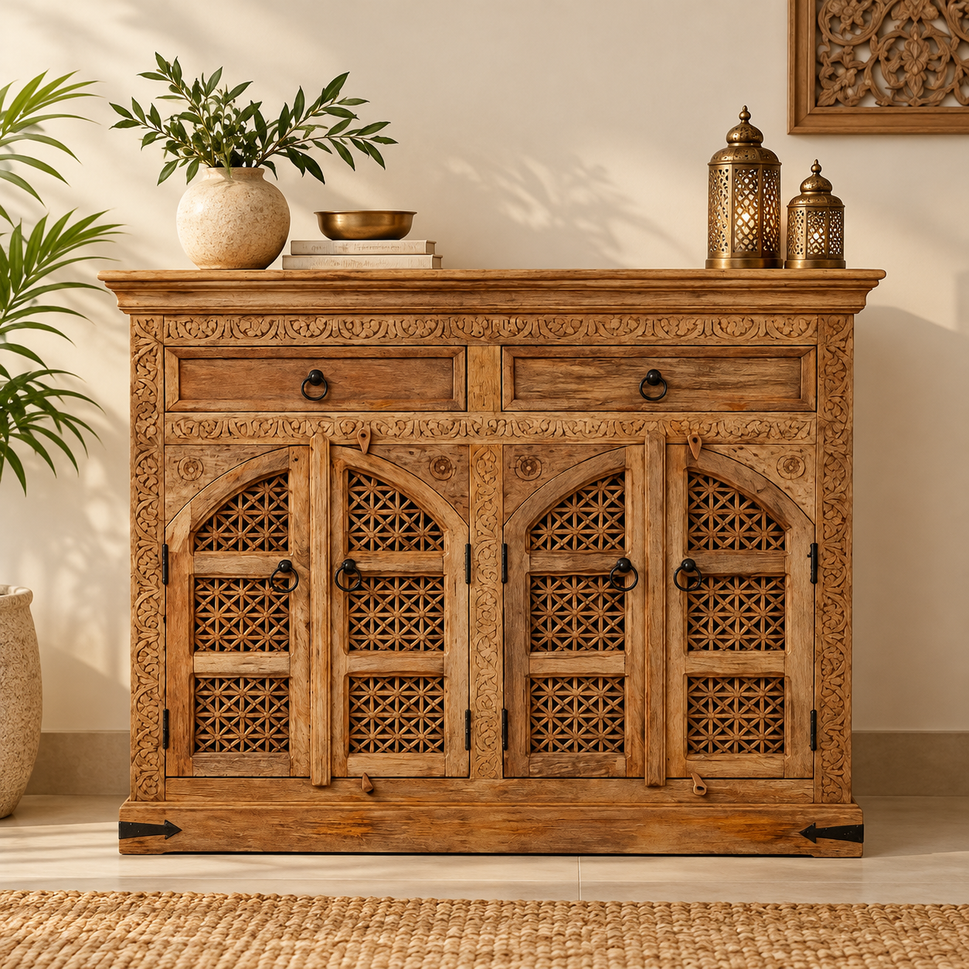 Finn Hand Carved Cabinet