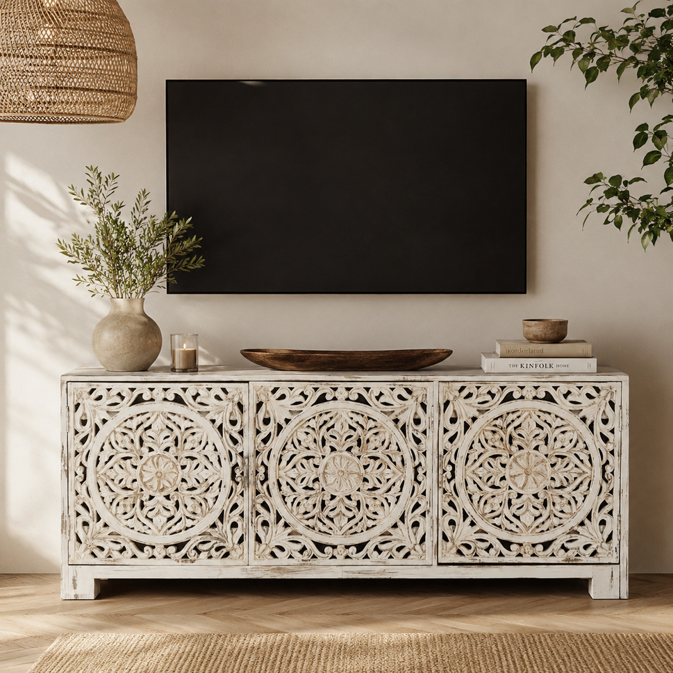Lee Wooden Hand Carved TV Cabinet