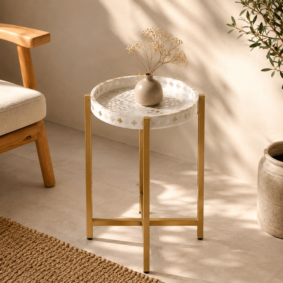 Juan Mother of Pearl Inlay Side Table