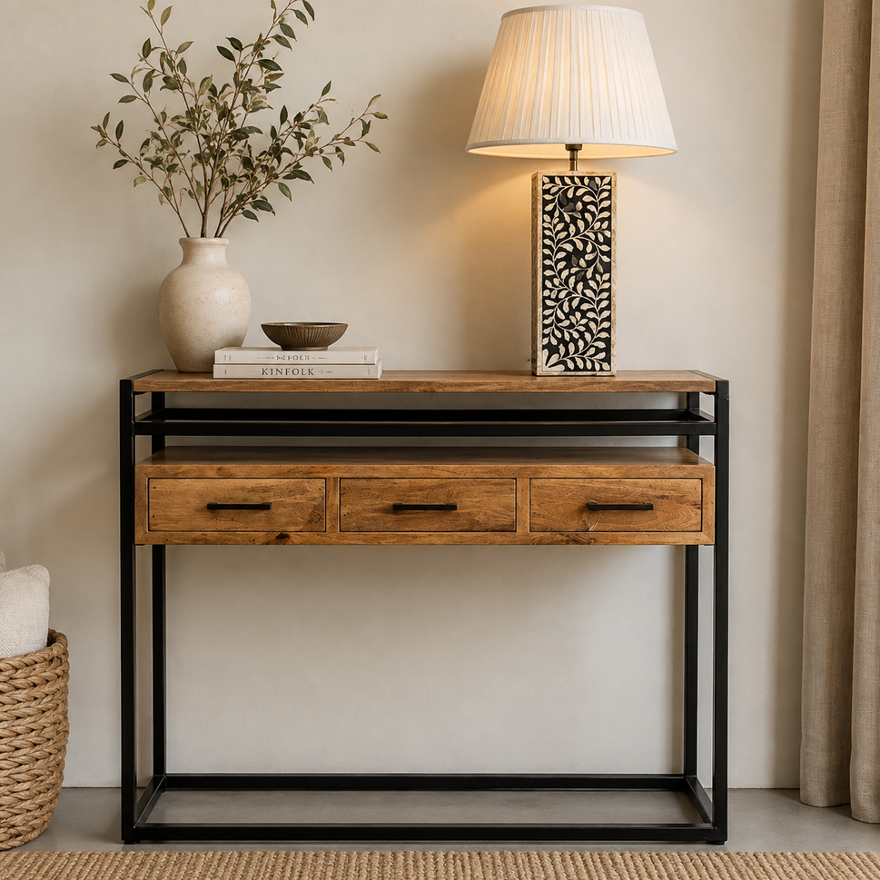 Shivi Carved Wooden Console Table