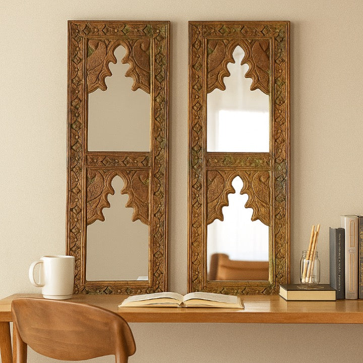Rama Hand Carved Wooden Mirror