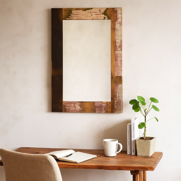 Tudum Hand Carved Wooden Mirror